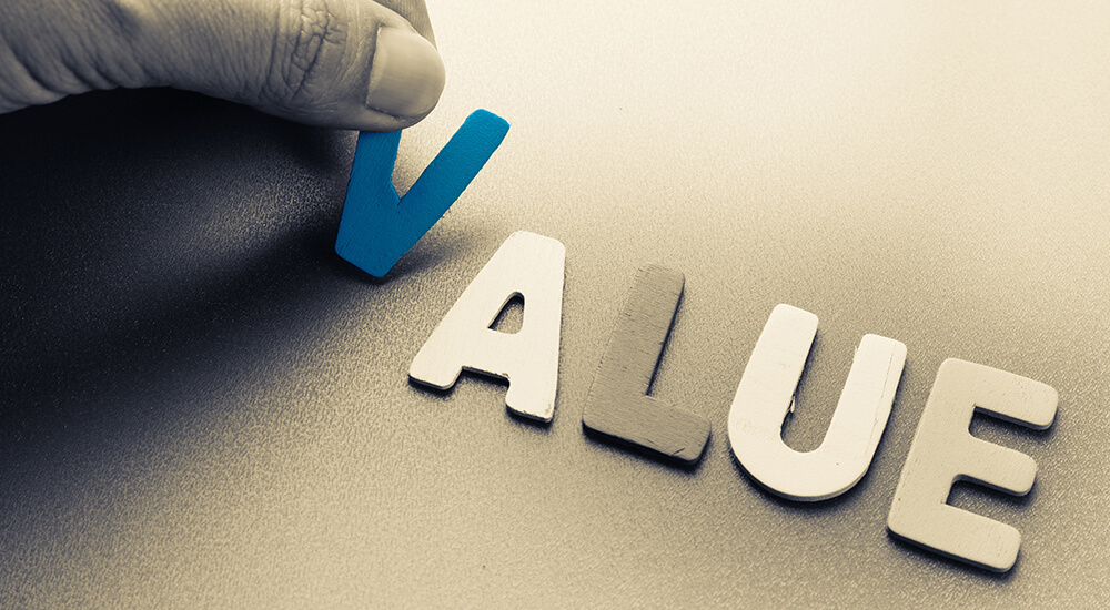 Creative picture of the word "Value" being shown 