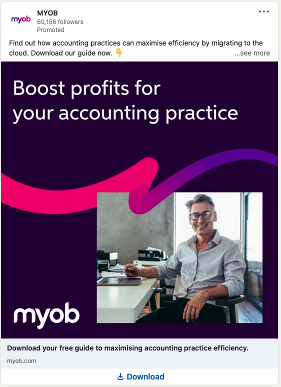 screenshot of MYOB ad 