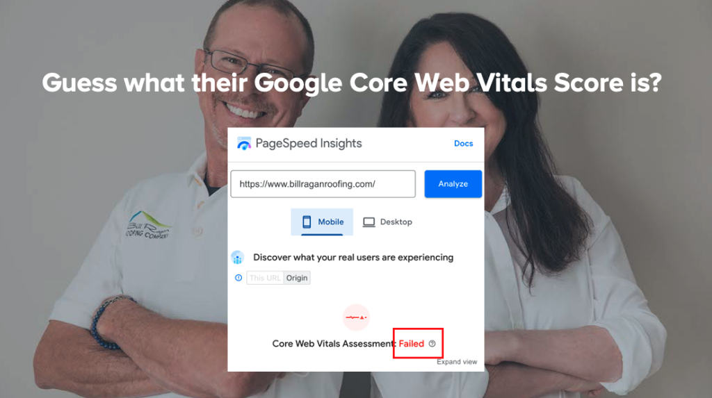core web vitals score for bill ragans roofing