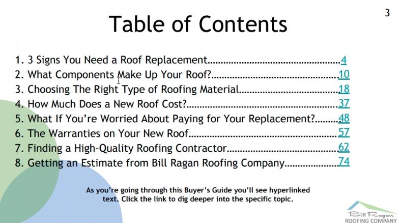 example of table of contents of buyers guide