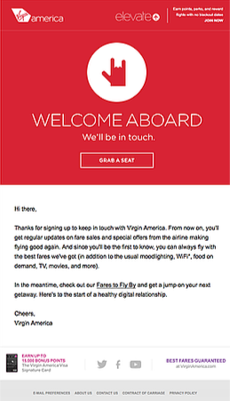 Welcome Autoresponder from Virgin America