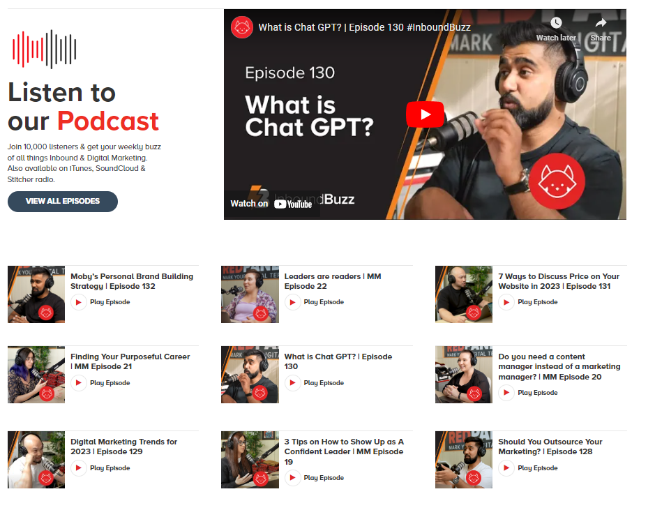 podcast section on learning centre