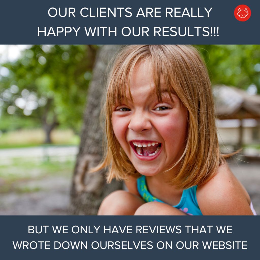 meme about only having reviews on your own website