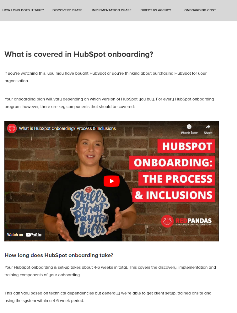 snapshot of how hubspot onboarding page uses video to get straight to the point amidst the noise