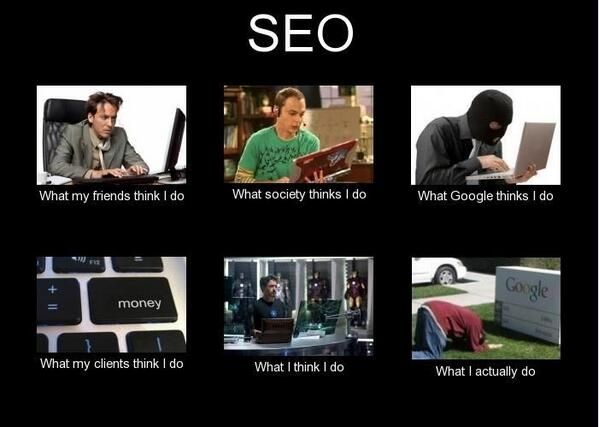 SEO Meme about what different people think SEO involves