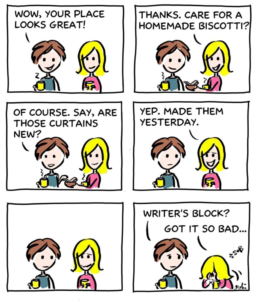 meme about having a writer's block