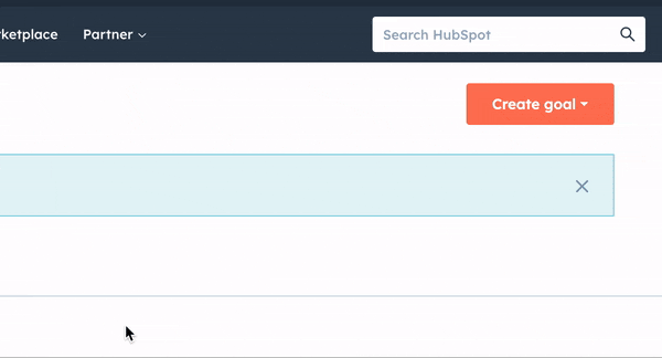 click 'create goal' to create a hubspot goal