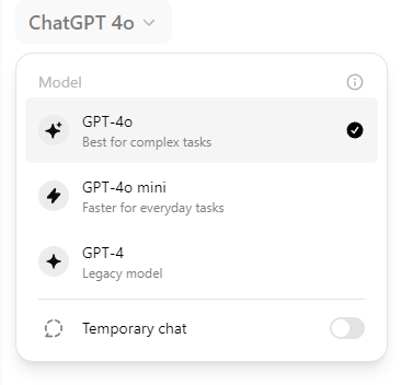 screenshot showing how to activate temporary chats in ChatGPT