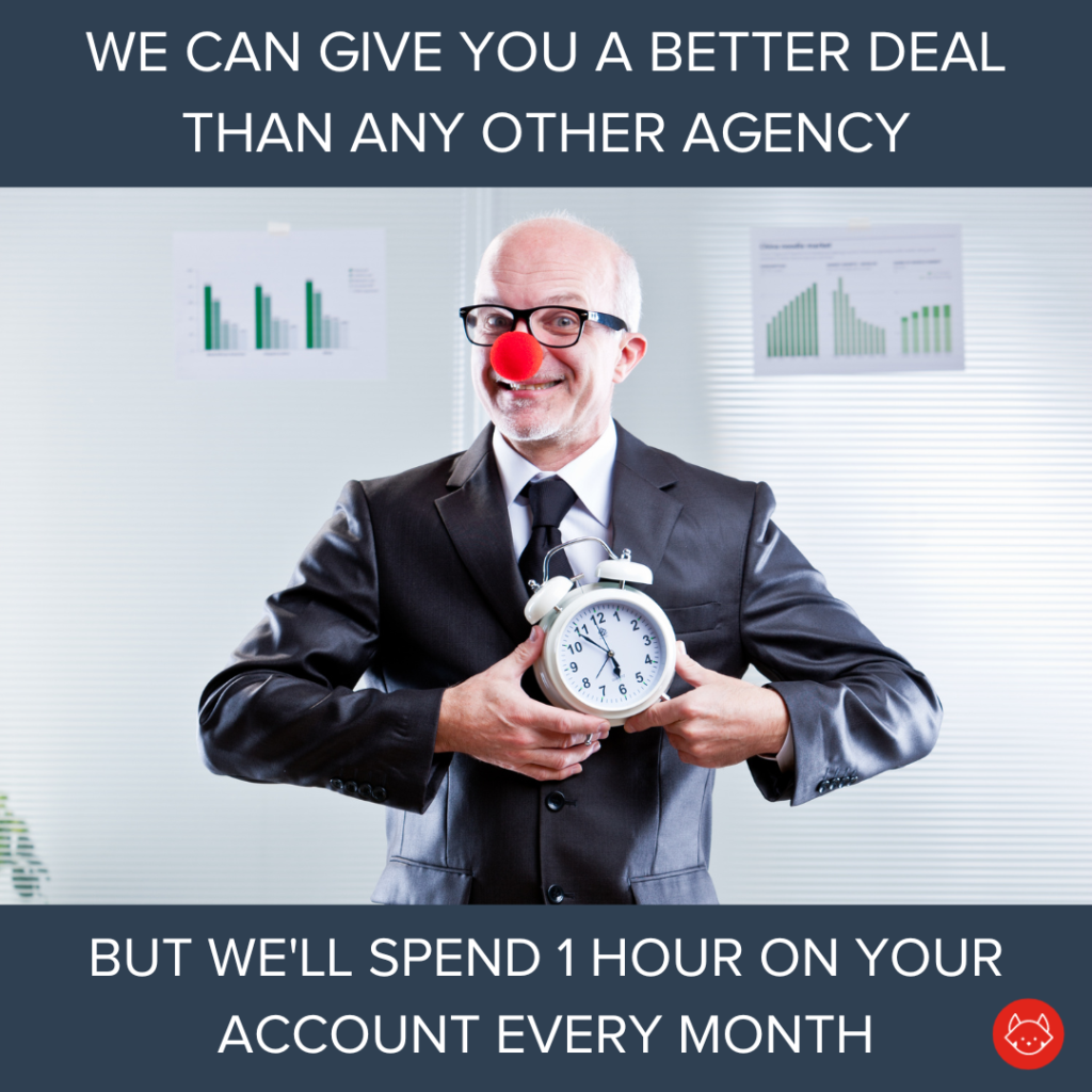 meme about getting a better agency deal, but spends one hour on their account