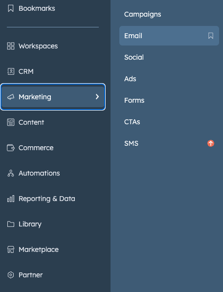 screenshot for Hubspot marketing sidebar features