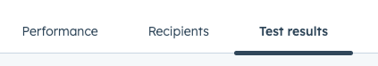 screenshot Hubspot 'Test Results' option