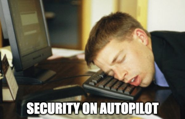 meme about a security man on autopilot