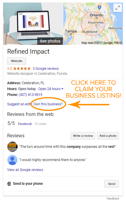 google claim business listing option